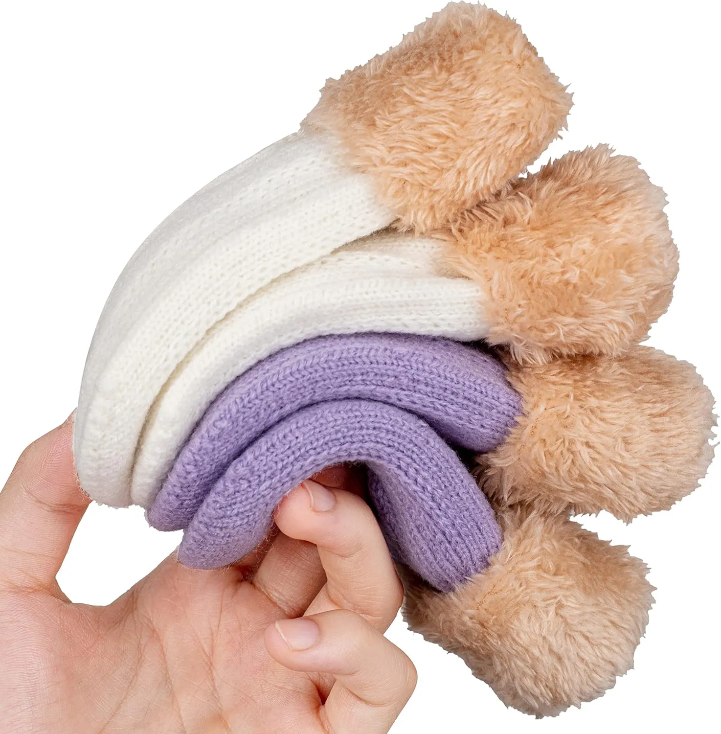 2 Pairs Kids Winter Knit Gloves Boys Girls Warm Thermal Cable Knitted Gloves 2-6-10-14 Year Wool Fleece Lined Mittens