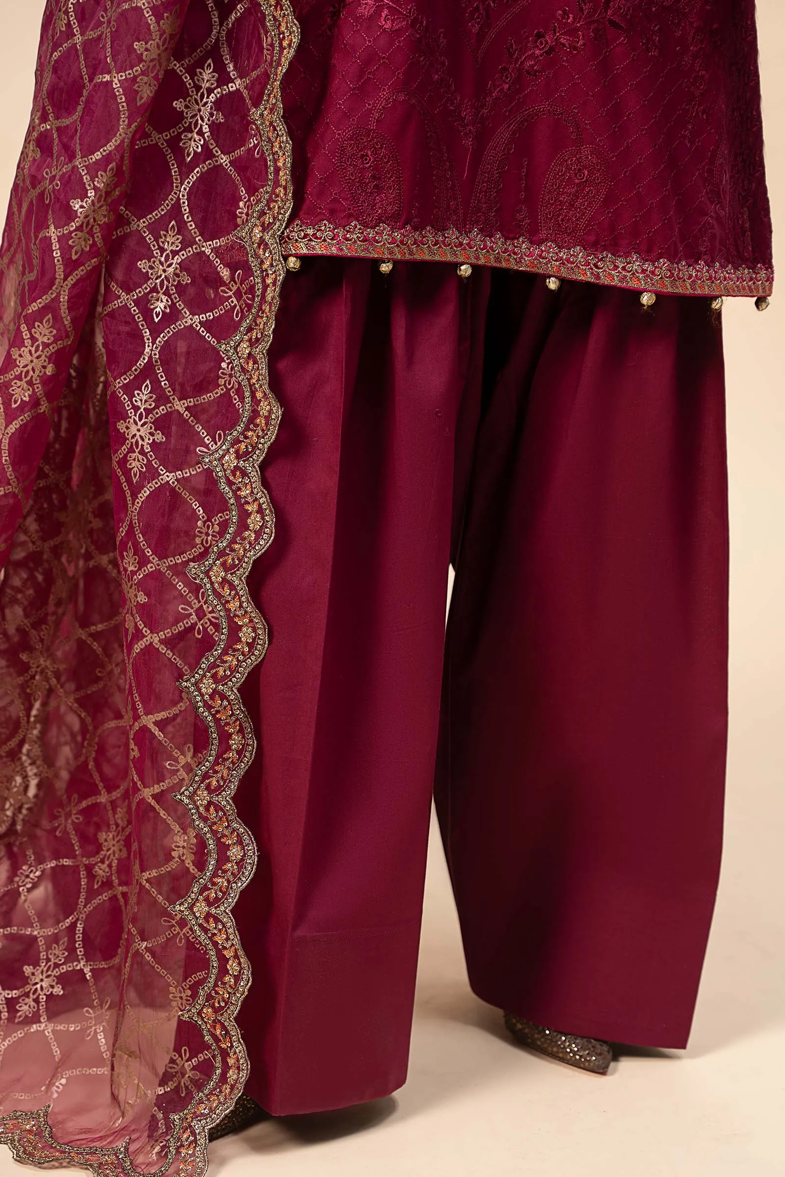 3 Piece Embroidered Linen Suit | DW-W24-106