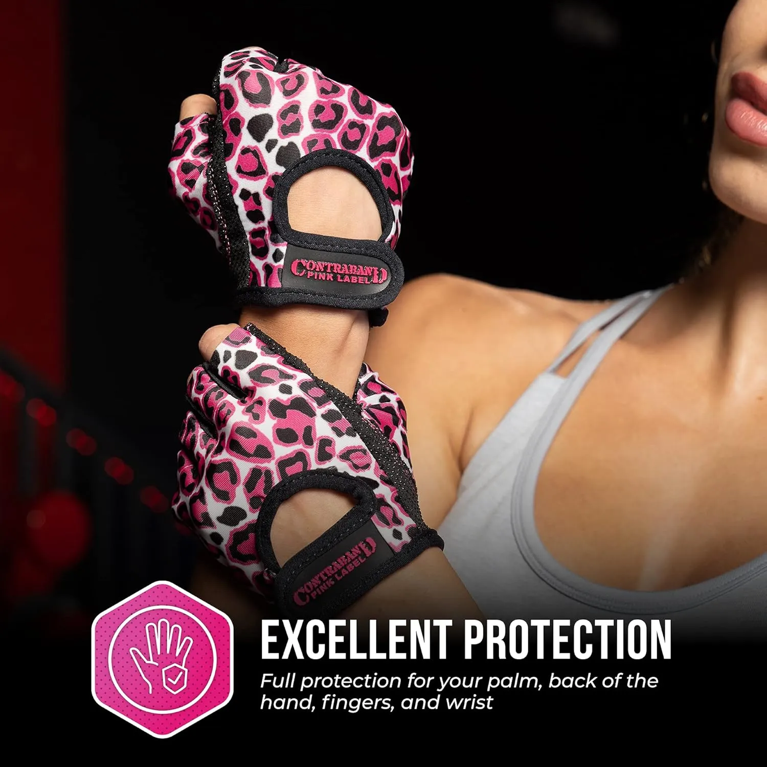 5297 Womens Design Series Leopard Print Lifting & Rowing Gloves (Pair) - Lightweight Vegan Medium Padded Microfiber Amara Leather w/Griplock Silicone