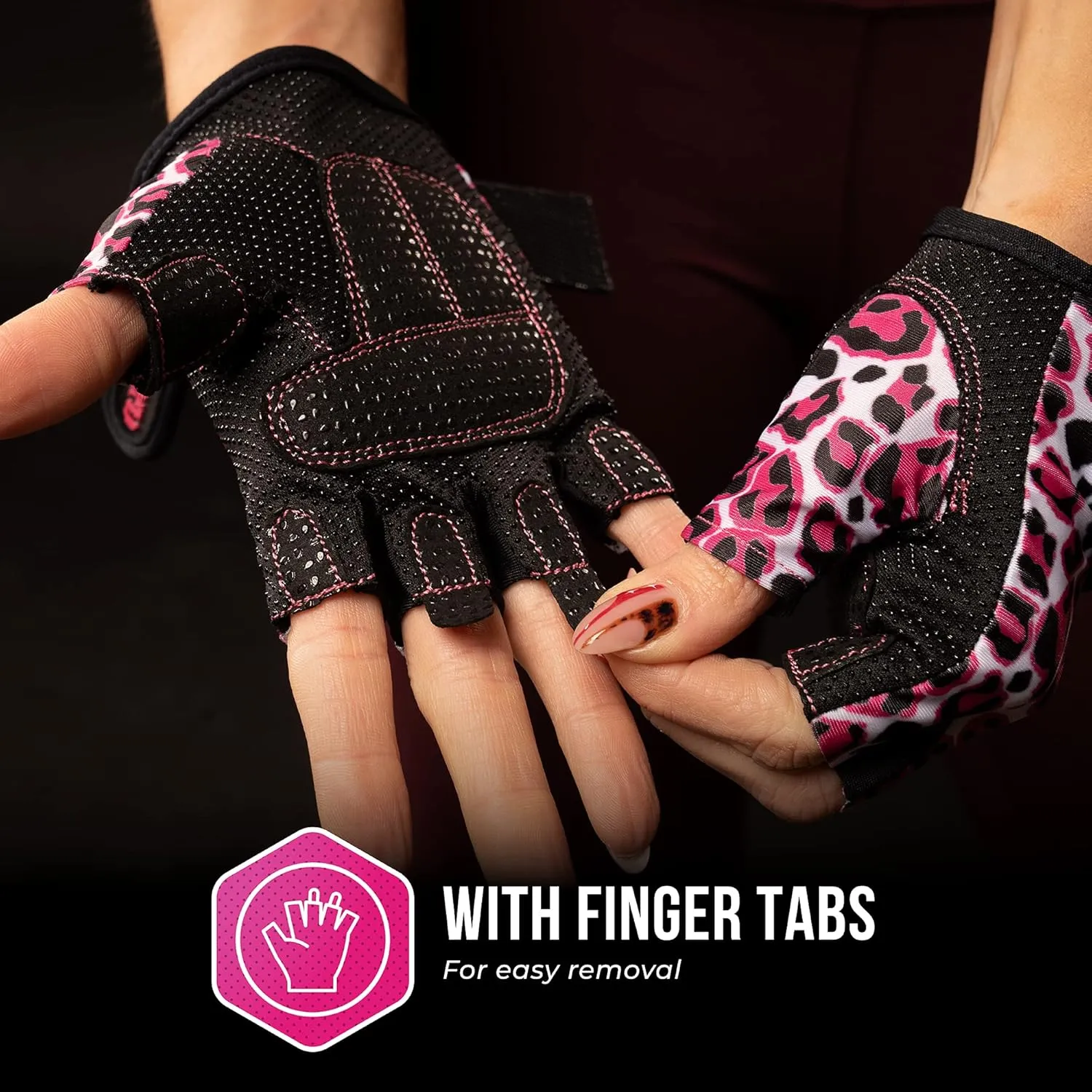 5297 Womens Design Series Leopard Print Lifting & Rowing Gloves (Pair) - Lightweight Vegan Medium Padded Microfiber Amara Leather w/Griplock Silicone