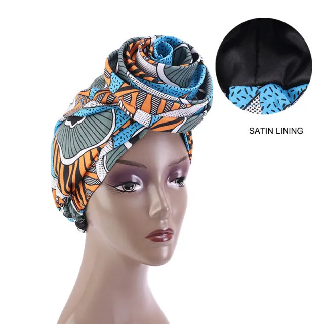 African Print Stretch Bandana Head Wrap Floral Ankara Dashiki Women