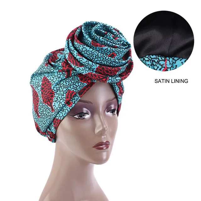African Print Stretch Bandana Head Wrap Floral Ankara Dashiki Women