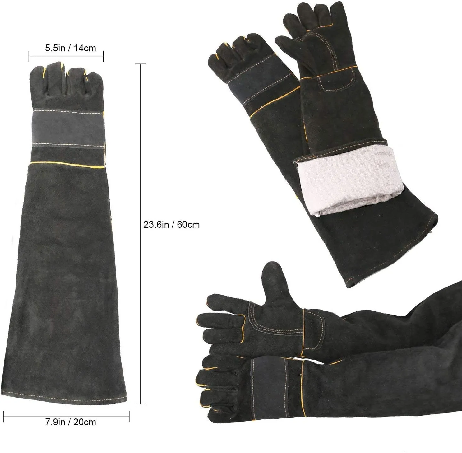 AOWPFVV Long Sleeve Thick Leather Animal Handling Glove Anti Scratch Protective Gloves for Training Dog Cat Bird Snake Parrot Lizard Wild Animals Reptiles,Bite Resistant Gloves