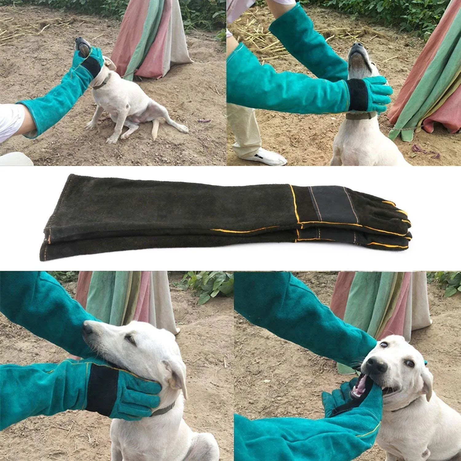 AOWPFVV Long Sleeve Thick Leather Animal Handling Glove Anti Scratch Protective Gloves for Training Dog Cat Bird Snake Parrot Lizard Wild Animals Reptiles,Bite Resistant Gloves