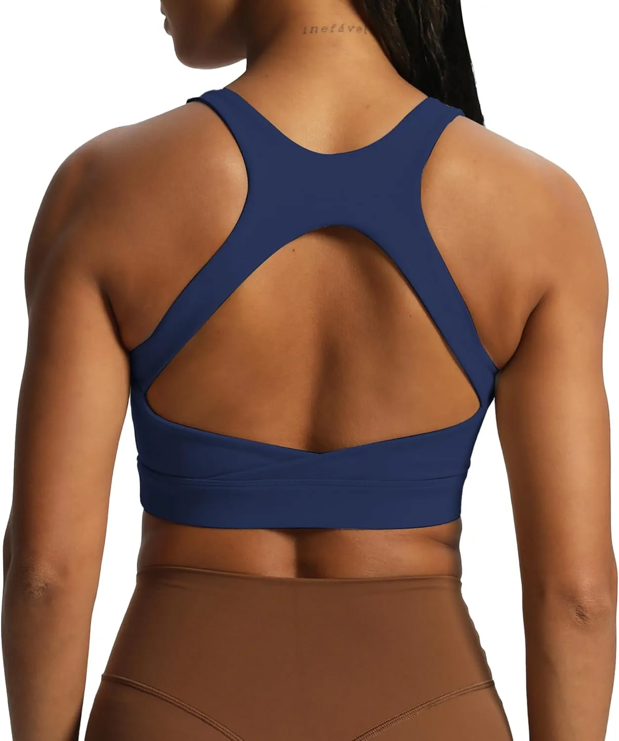 Aoxjox Women's Workout Sports Bras High Impact Fitness Backless Padded Training Gym Khloe Bra Yoga Crop Tank Top