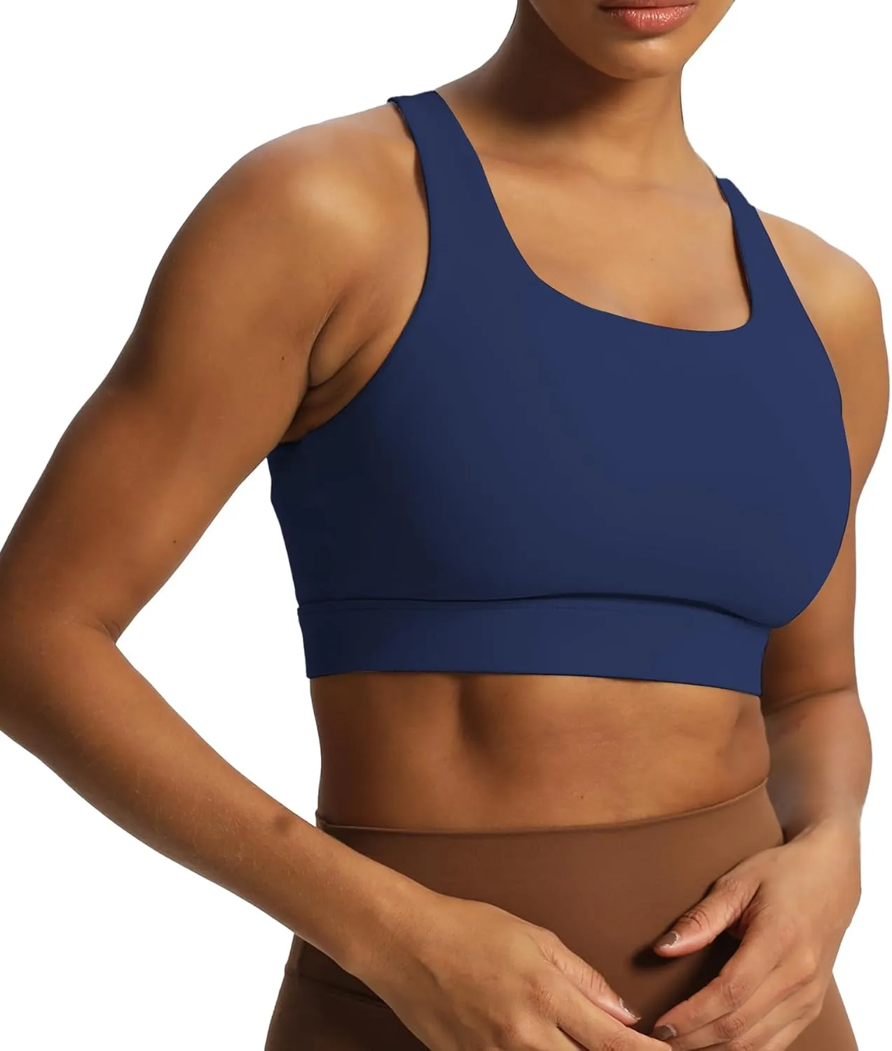 Aoxjox Women's Workout Sports Bras High Impact Fitness Backless Padded Training Gym Khloe Bra Yoga Crop Tank Top