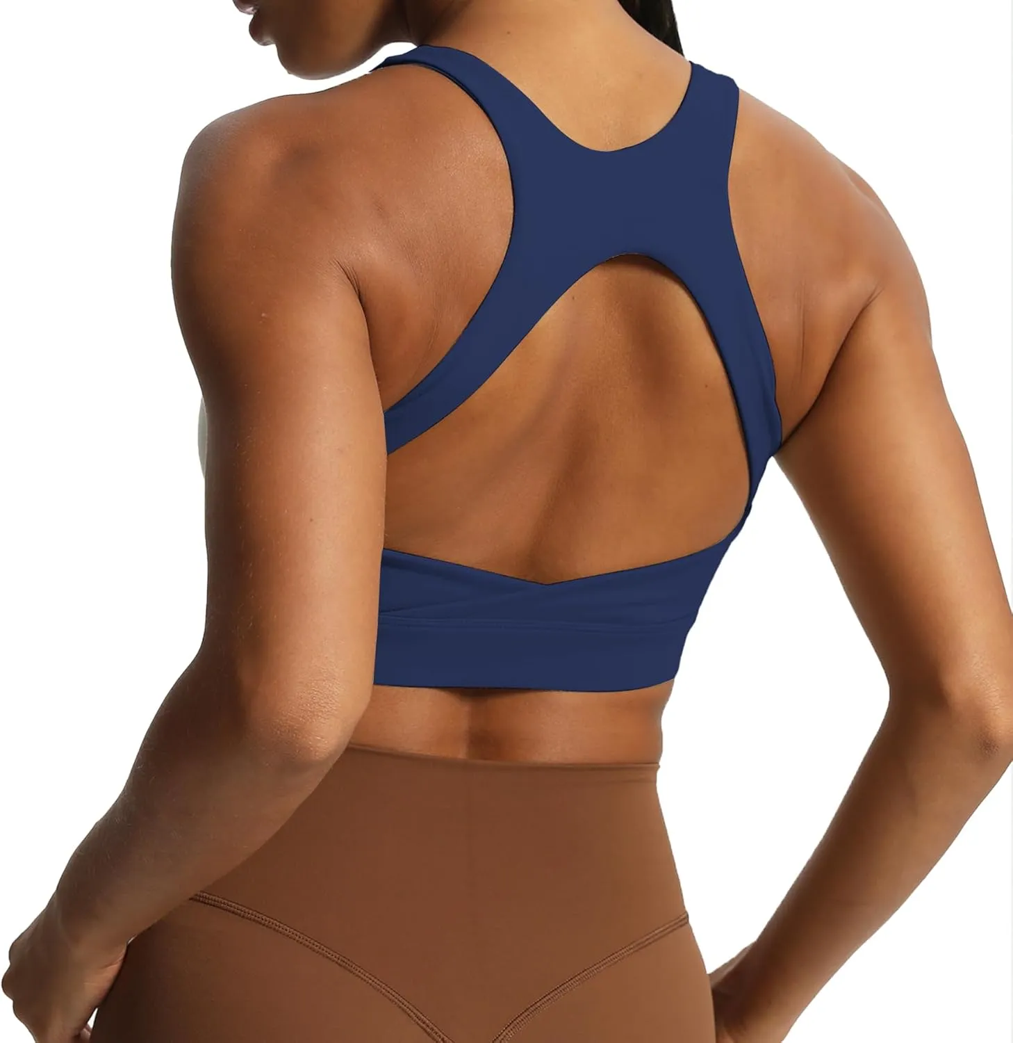 Aoxjox Women's Workout Sports Bras High Impact Fitness Backless Padded Training Gym Khloe Bra Yoga Crop Tank Top
