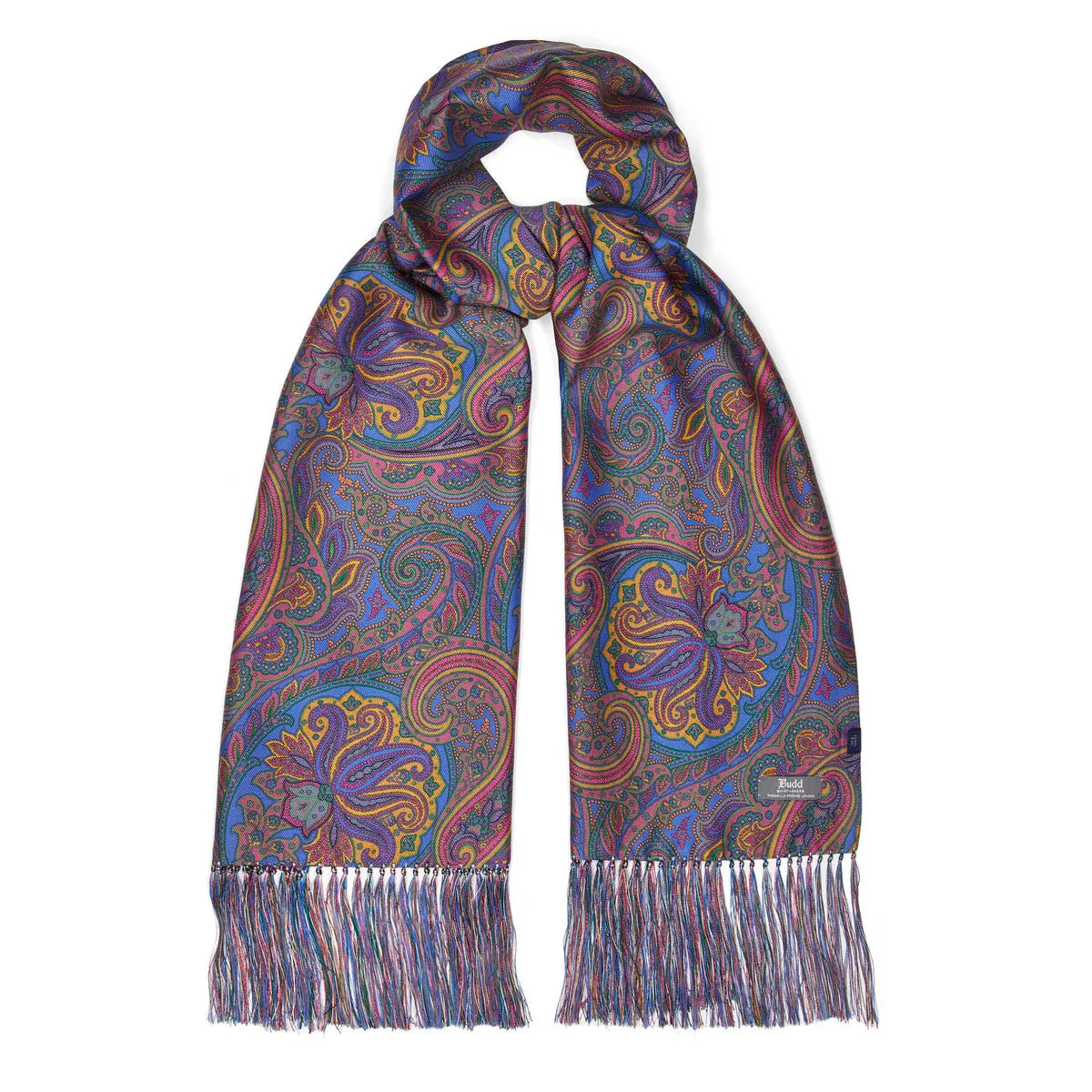 Baroque Paisley Silk Scarf in Blue