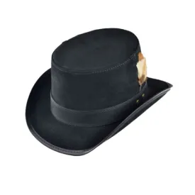 Black Gothic Leather Top Hat