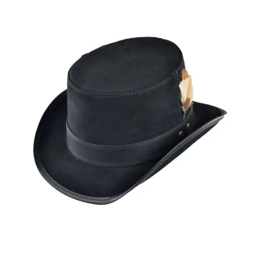 Black Gothic Leather Top Hat