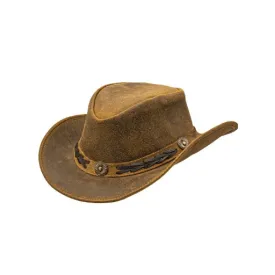 Brown Western Cowboy Leather Top Hat