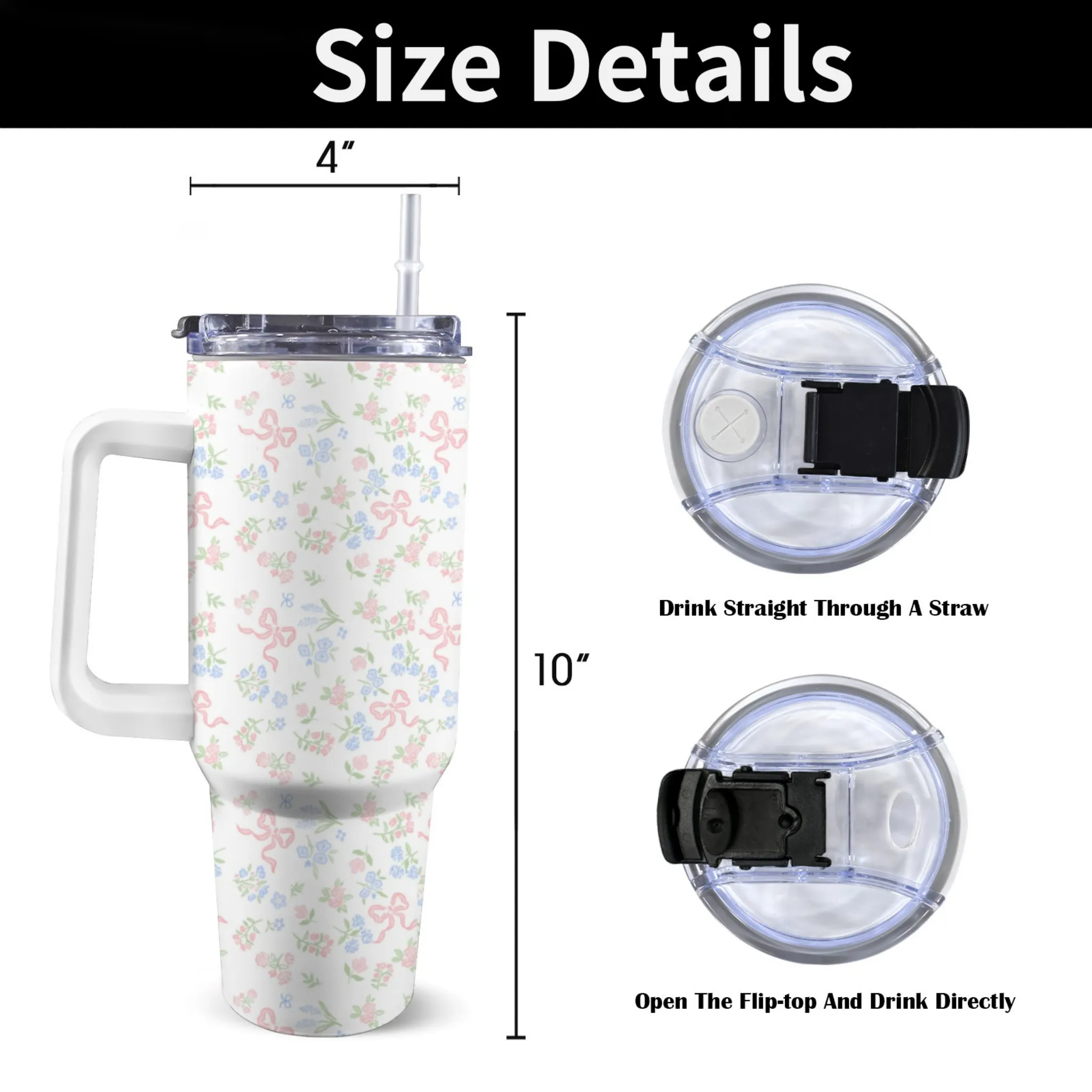 Charlotte 40oz Tumbler | Classic Floral Seamless Design | Insulated Travel Cup | Perfect Gift for Her | Reusable & Stylish Drinkware