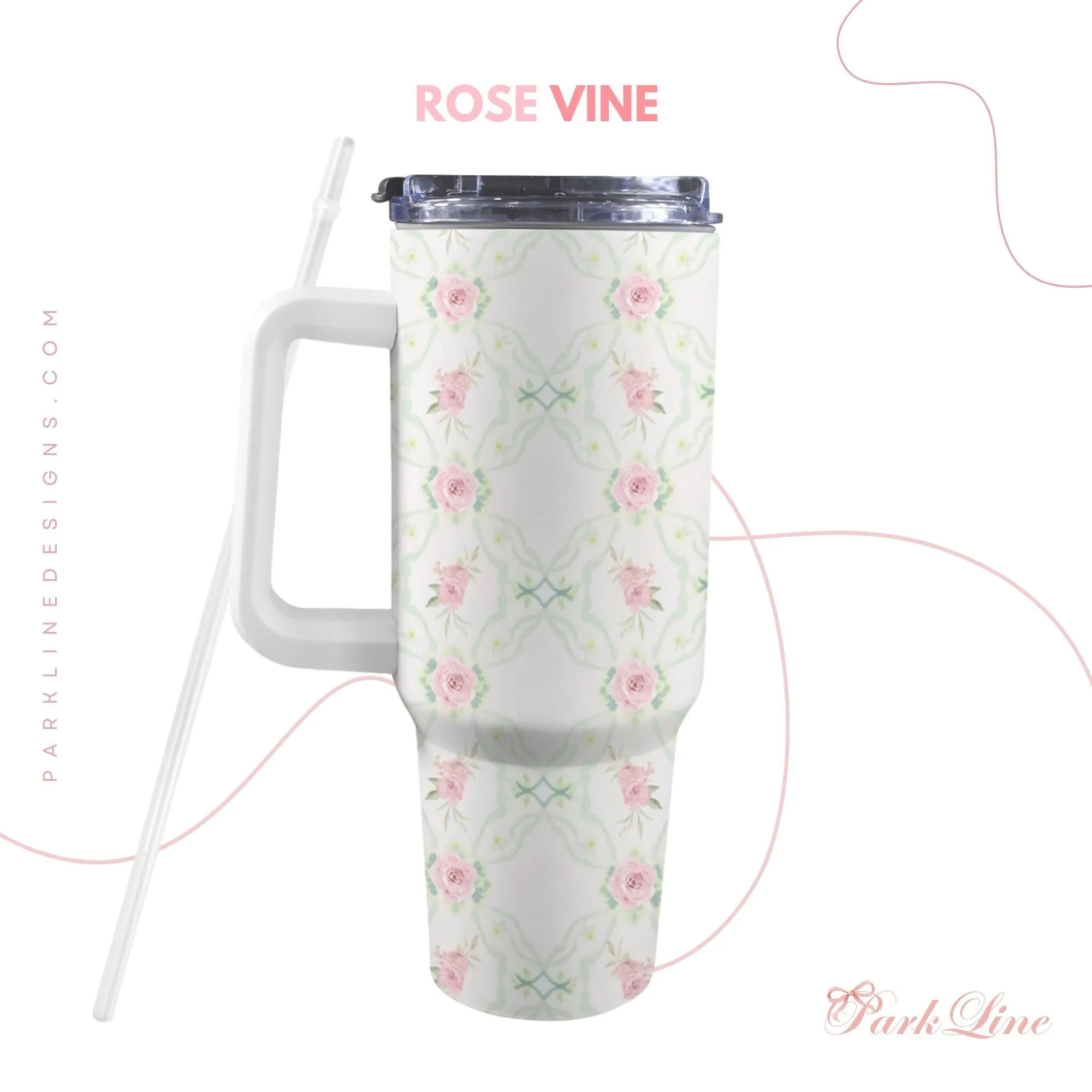 Charlotte 40oz Tumbler | Classic Floral Seamless Design | Insulated Travel Cup | Perfect Gift for Her | Reusable & Stylish Drinkware