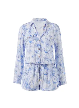 Chloe Blue Tropical Playsuit