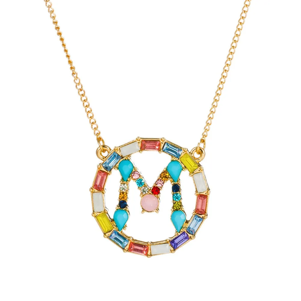 Colorful Neclace Featuring Initial Letter