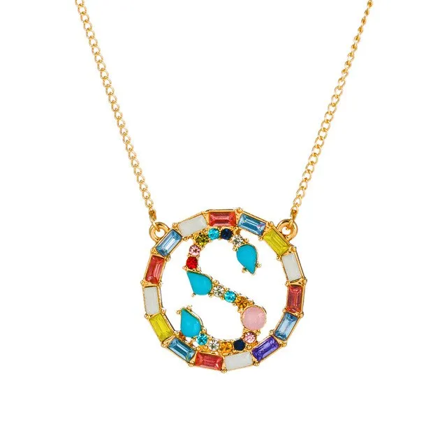 Colorful Neclace Featuring Initial Letter