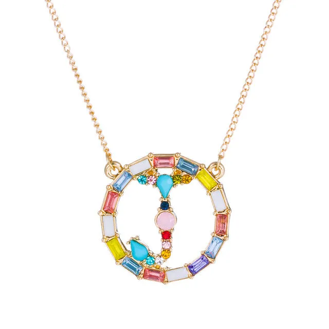 Colorful Neclace Featuring Initial Letter