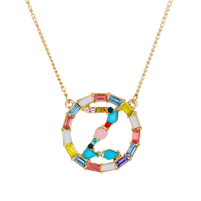 Colorful Neclace Featuring Initial Letter