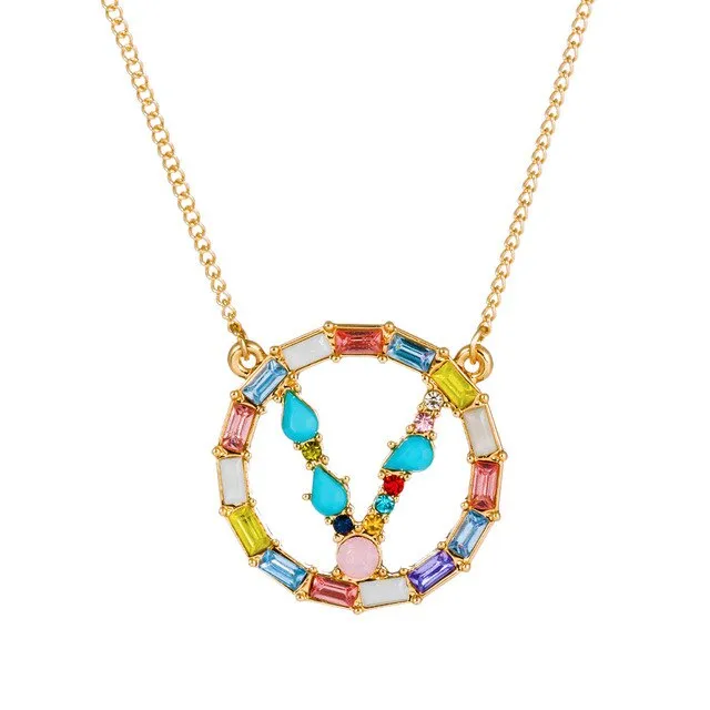 Colorful Neclace Featuring Initial Letter
