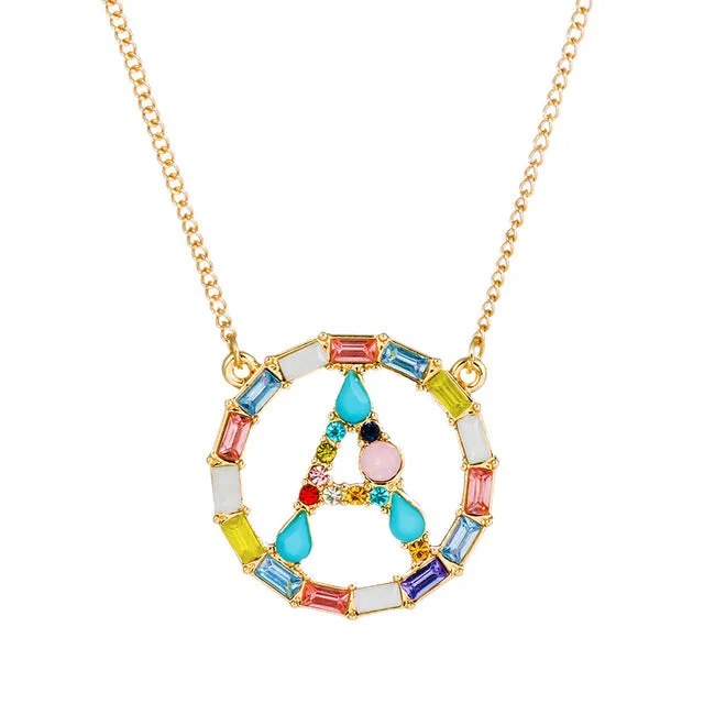 Colorful Neclace Featuring Initial Letter