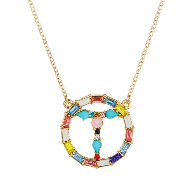 Colorful Neclace Featuring Initial Letter