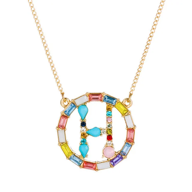 Colorful Neclace Featuring Initial Letter