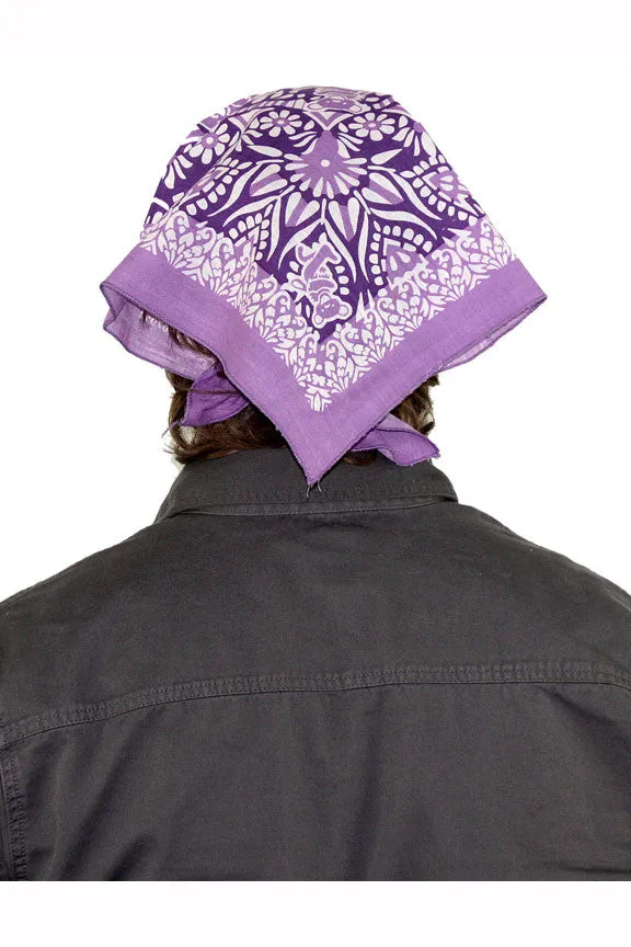 Cotton Grateful Dead Dancing Bear Bandana Scarf 22x22 Red Purple Green