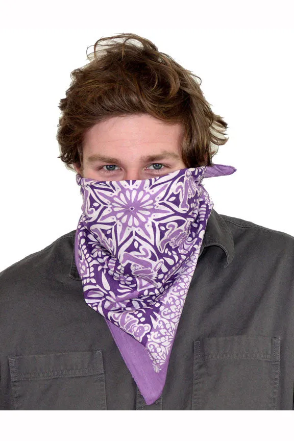 Cotton Grateful Dead Dancing Bear Bandana Scarf 22x22 Red Purple Green