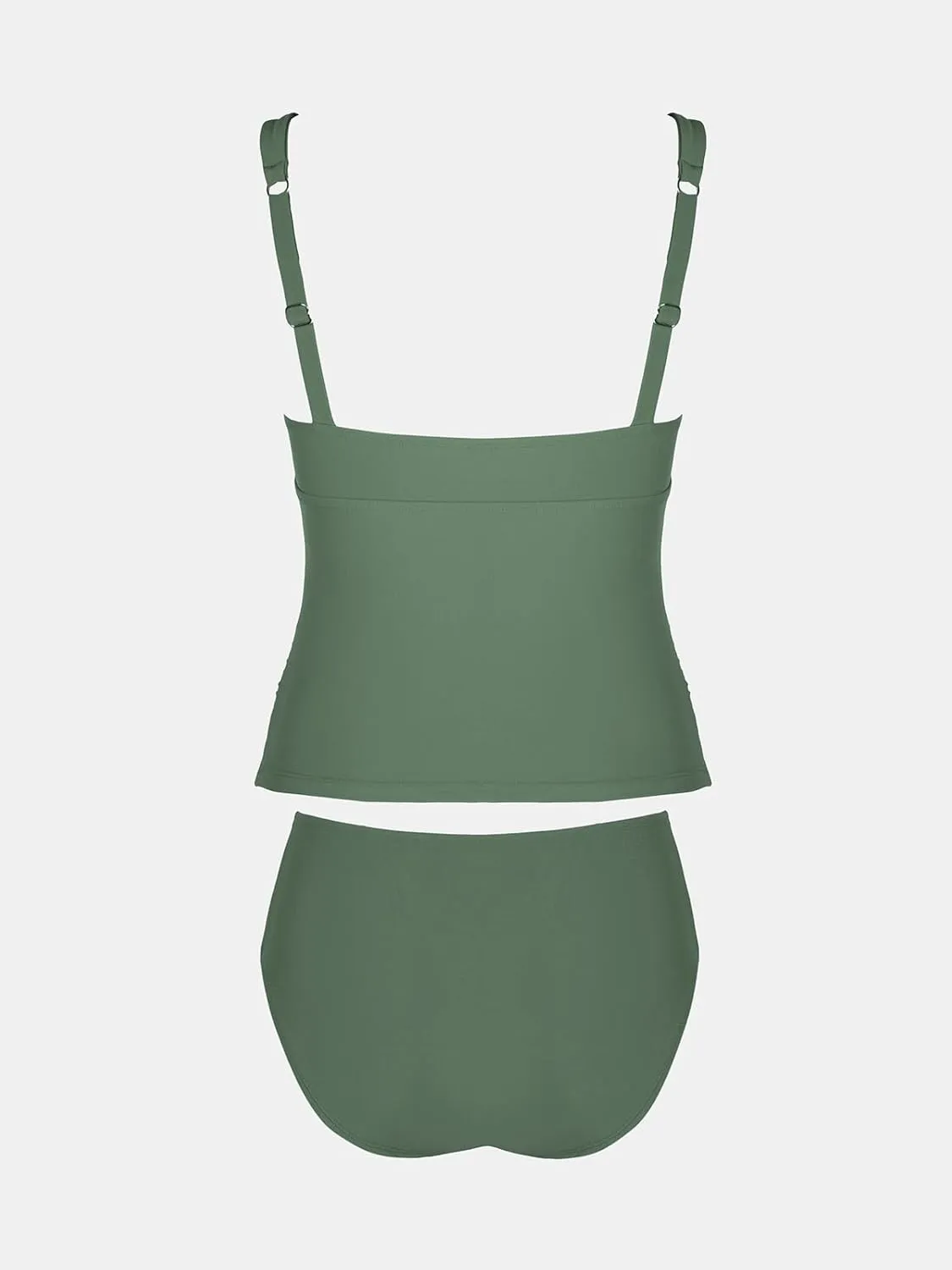 CUPSHE Women's Tankini Sets Surplice V Neck Two Piece Bathing Suits Adjustable Straps Shirred Mid Rise Swimwear