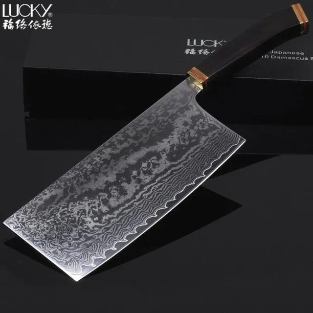 Damascus Kitchen Knife Set Japanese VG10 Steel Cleaver Santoku Nakiri Chef Gyuto Knives Razor Sharp with Ebony Handle