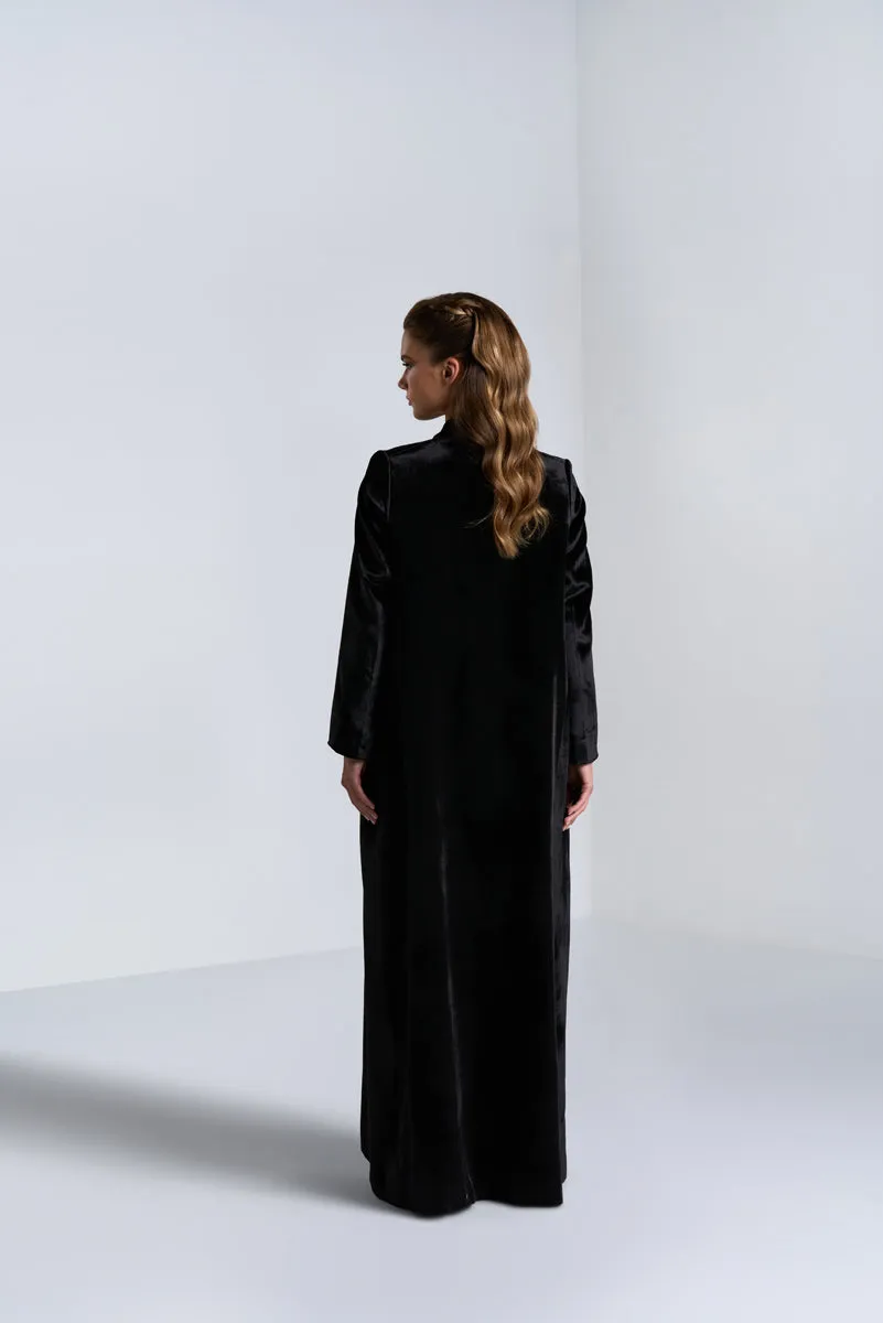 DC2401BLKV Midnight Grace Velvet Suit Jacket Cut Abaya