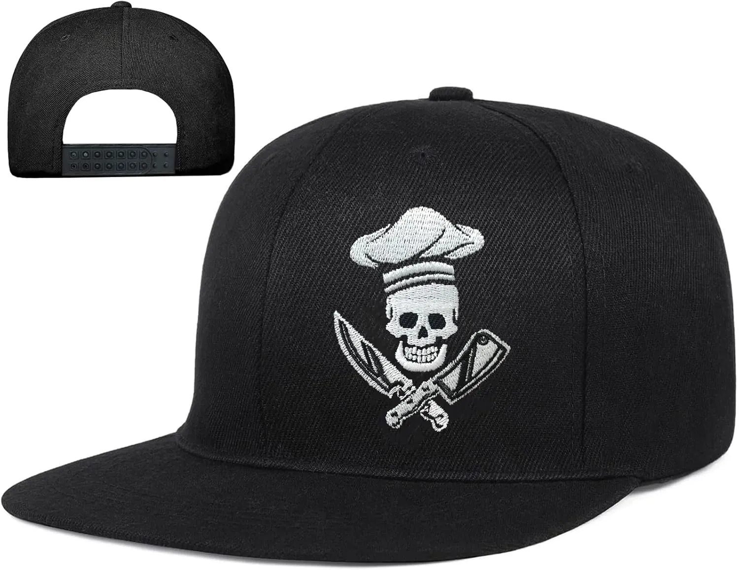 Flat Bill Hats for Men Embroidery Mens Snapback Hats Flat Brim Snap Back Skeleton Skull Hat