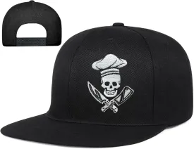 Flat Bill Hats for Men Embroidery Mens Snapback Hats Flat Brim Snap Back Skeleton Skull Hat
