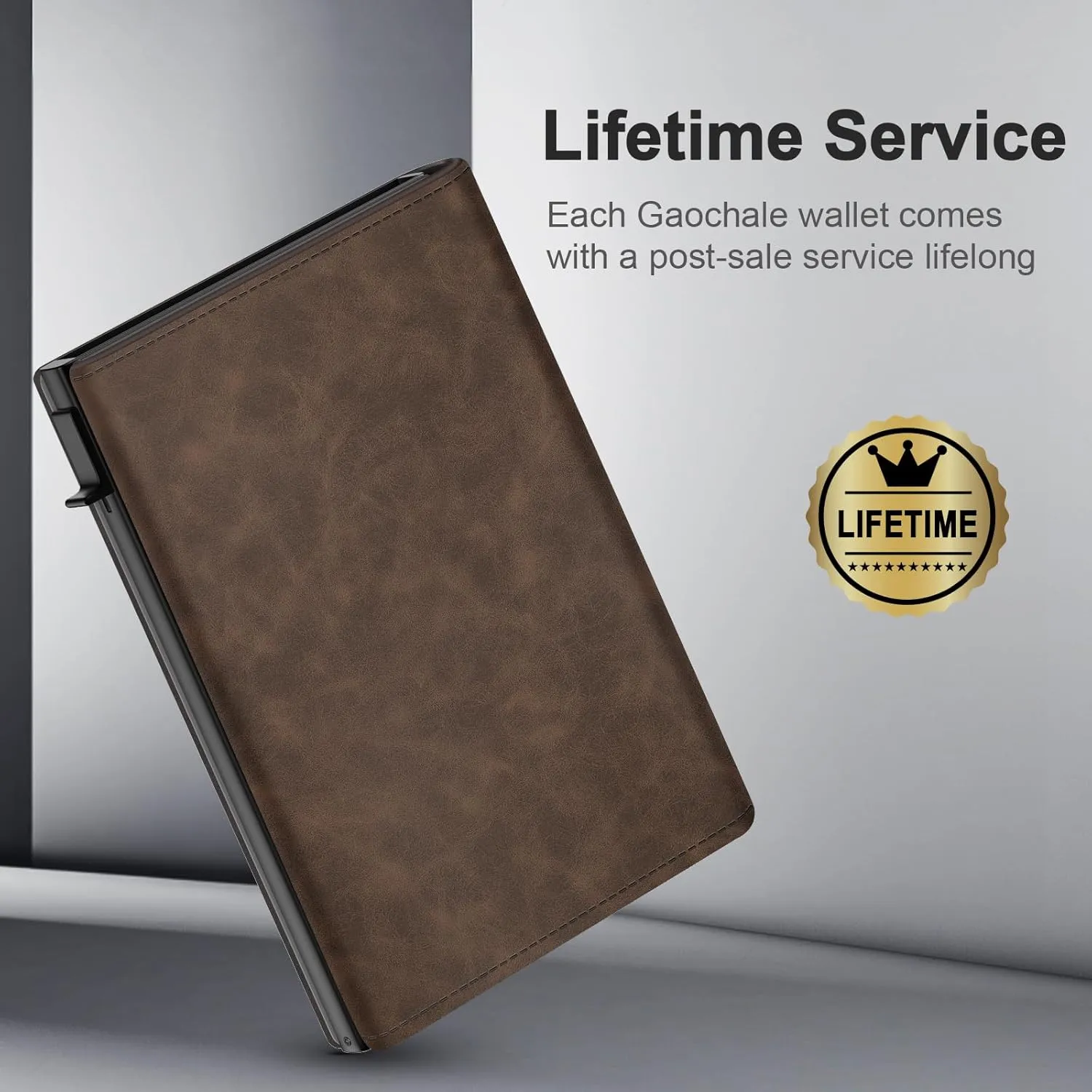 GAOCHALE Wallet for Men Pop up Card Holder, Smart, Slim, Minimalist Design for Front Pocket, Premium RFID Blocking, 10-14 Card Capacity | ID Window | Cash Slot(Gradient Light Brown)