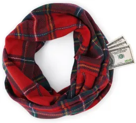 GERINLY Leopard Pocket Scarf for Women Warm Travel Zip Infinity Scarf for Winter