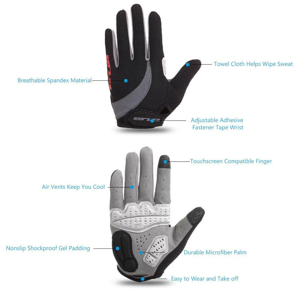 GUB Unisex Gel Padded Touch Screen Full Finger Cycling Gloves MTB Road Bike Bicycle Riding Outdoor Sport Gloves