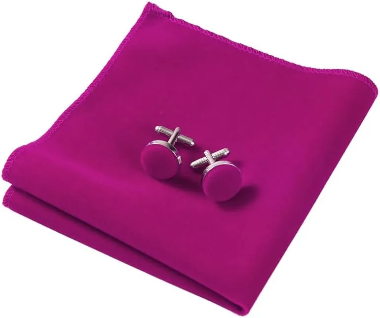 GUSLESON Mens Solid Plaid Velvet Pre-tied Adjustable Bow Tie and Pocket Square Cufflink Set with Gift Box