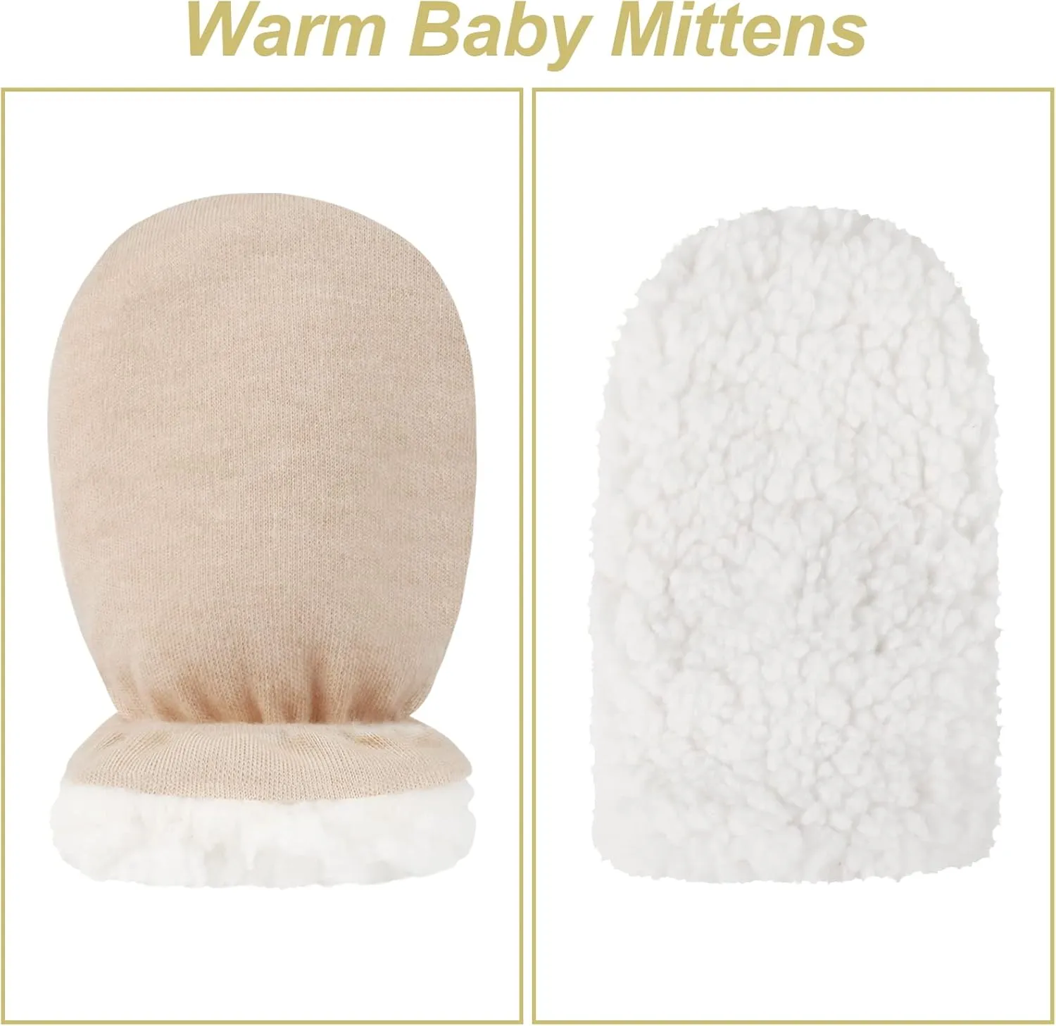 Hicdaw 2 Pairs Baby Mittens Newborn Mittens Fleece Lined Baby Gloves 0-18 Months Baby Boys Girls Winter Warm Toddler Mittens