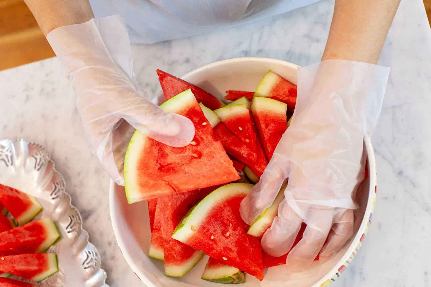 Hybrid Disposable Food Handling Long Cuff TPE Gloves, Powder & Latex Free