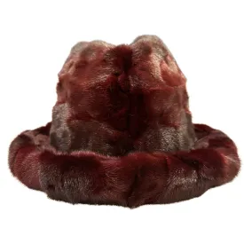 Kashani Men's Wine Red Full Mink Fur Top Hat