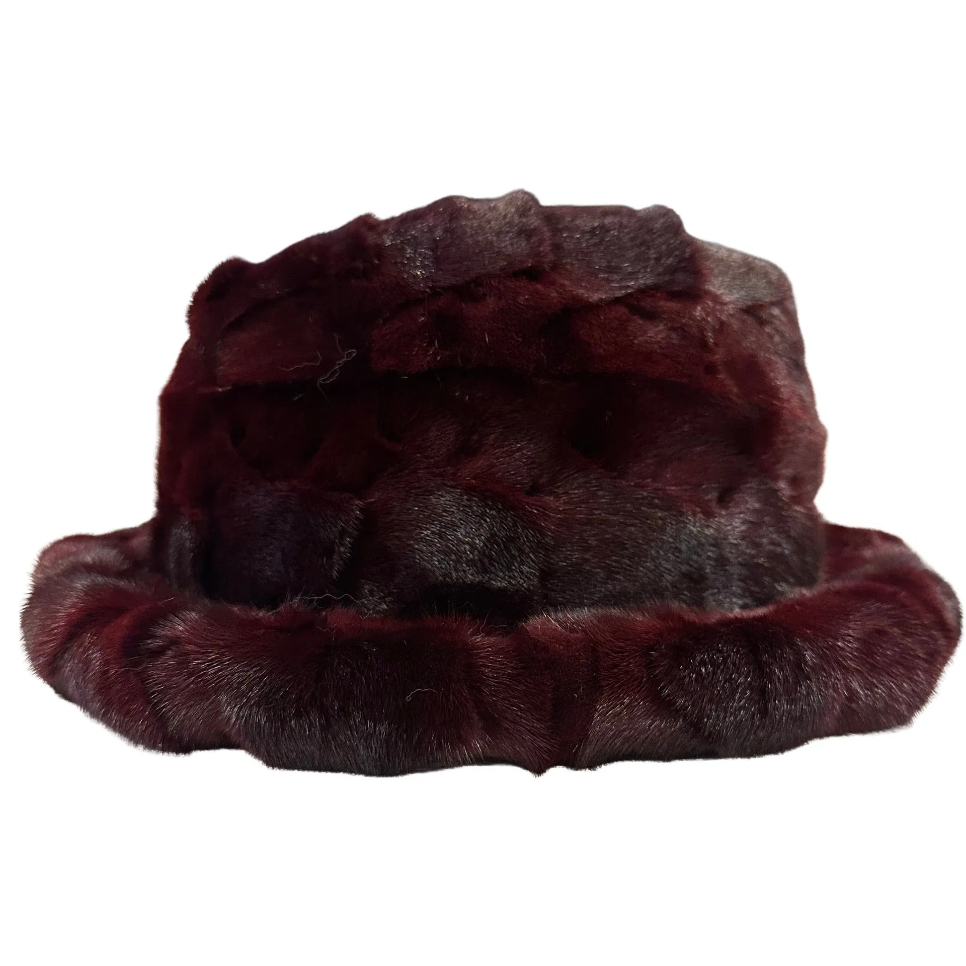 Kashani Men's Wine Red Full Mink Fur Top Hat