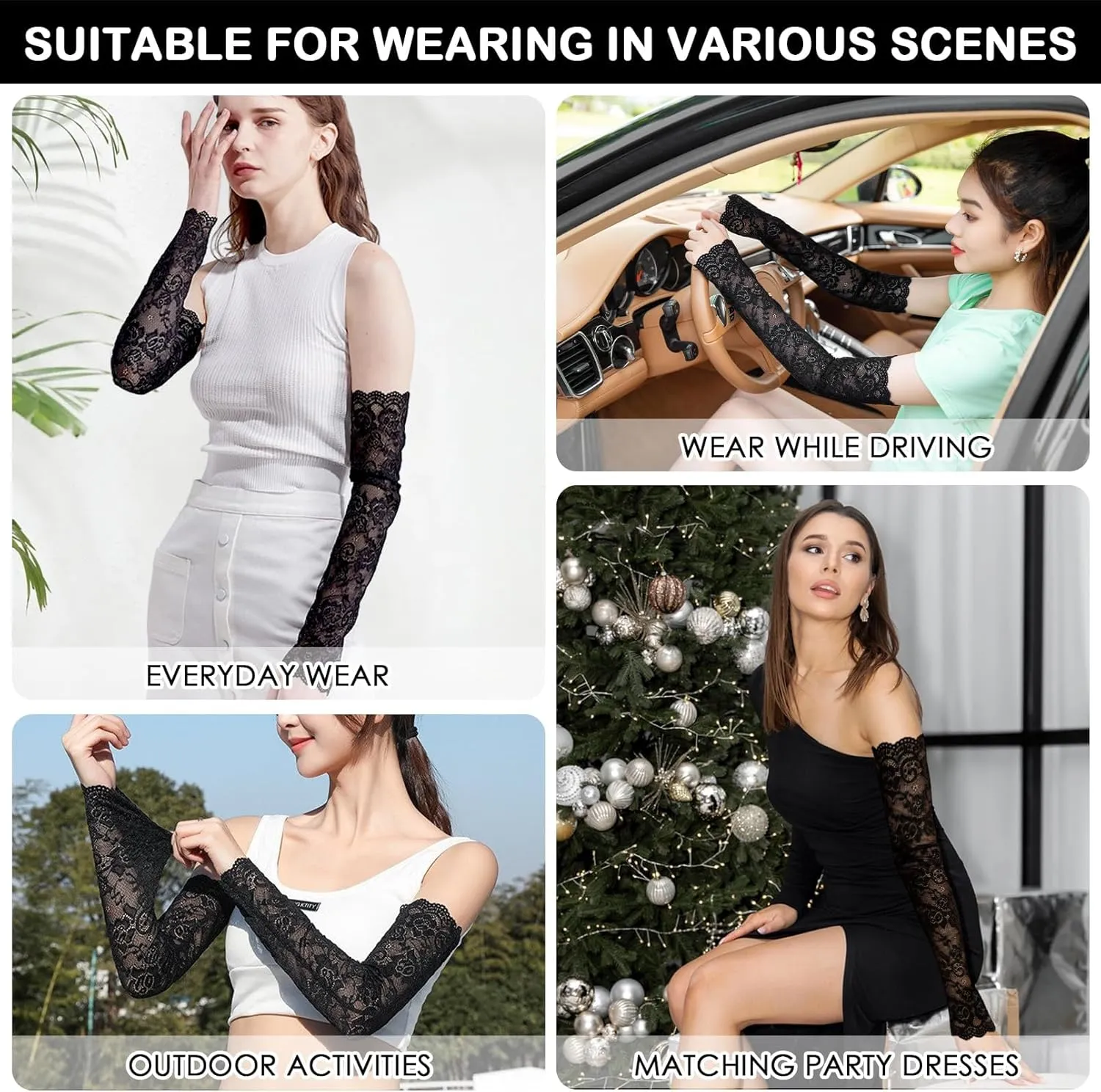 Lace Arm Sleeves For Women, Fingerless Lace Sleeves for Wedding Tea Party Pattern Engagement Dress