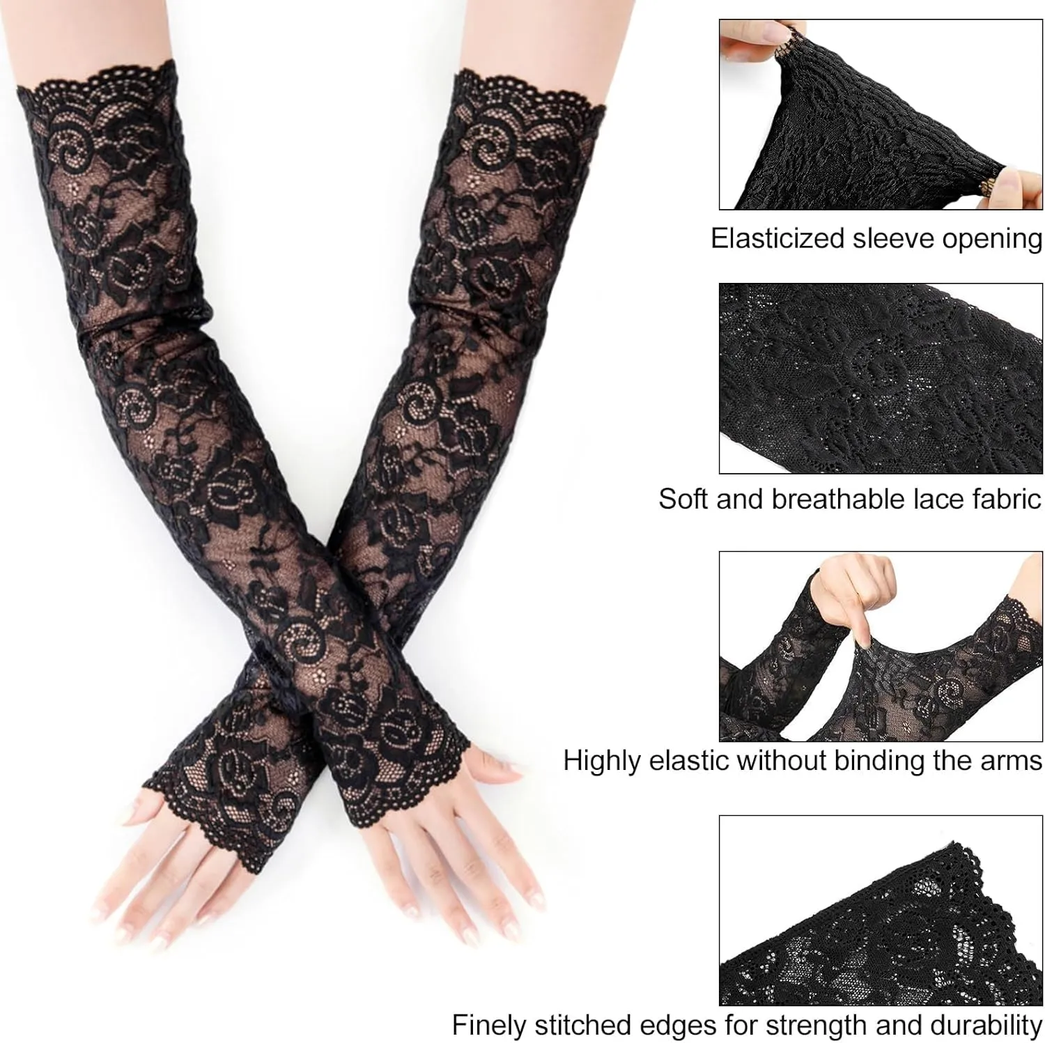 Lace Arm Sleeves For Women, Fingerless Lace Sleeves for Wedding Tea Party Pattern Engagement Dress