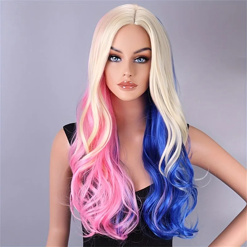 Long Multicolor Synthetic Wig for Festivals