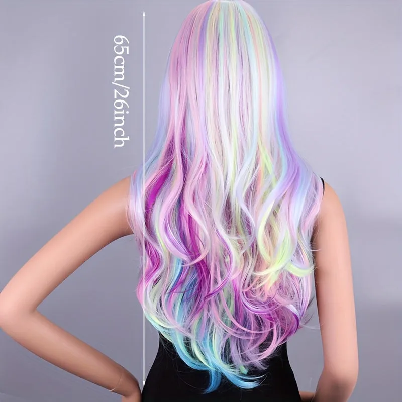Long Multicolor Synthetic Wig for Festivals