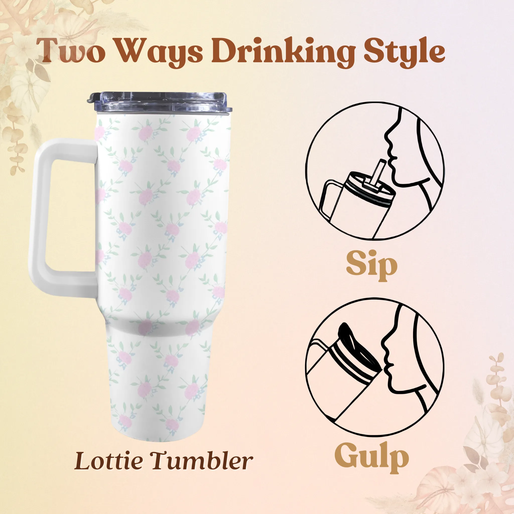 Lottie 40oz Tumbler | Insulated Travel Cup | Perfect Gift for Her | Reusable & Stylish Drinkware