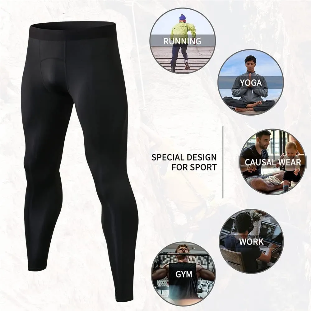 Men's Compression Pants Athletic Leggings Active Running Tights Cycling Workout Base Layer Pants
