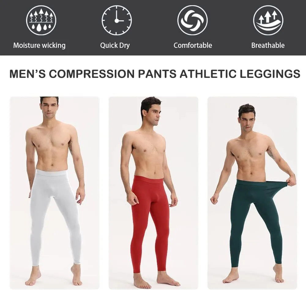 Men's Compression Pants Athletic Leggings Active Running Tights Cycling Workout Base Layer Pants