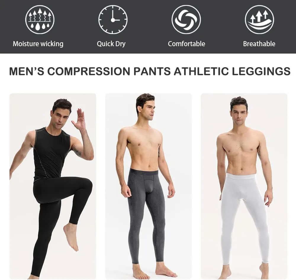 Men's Compression Pants Athletic Leggings Active Running Tights Cycling Workout Base Layer Pants