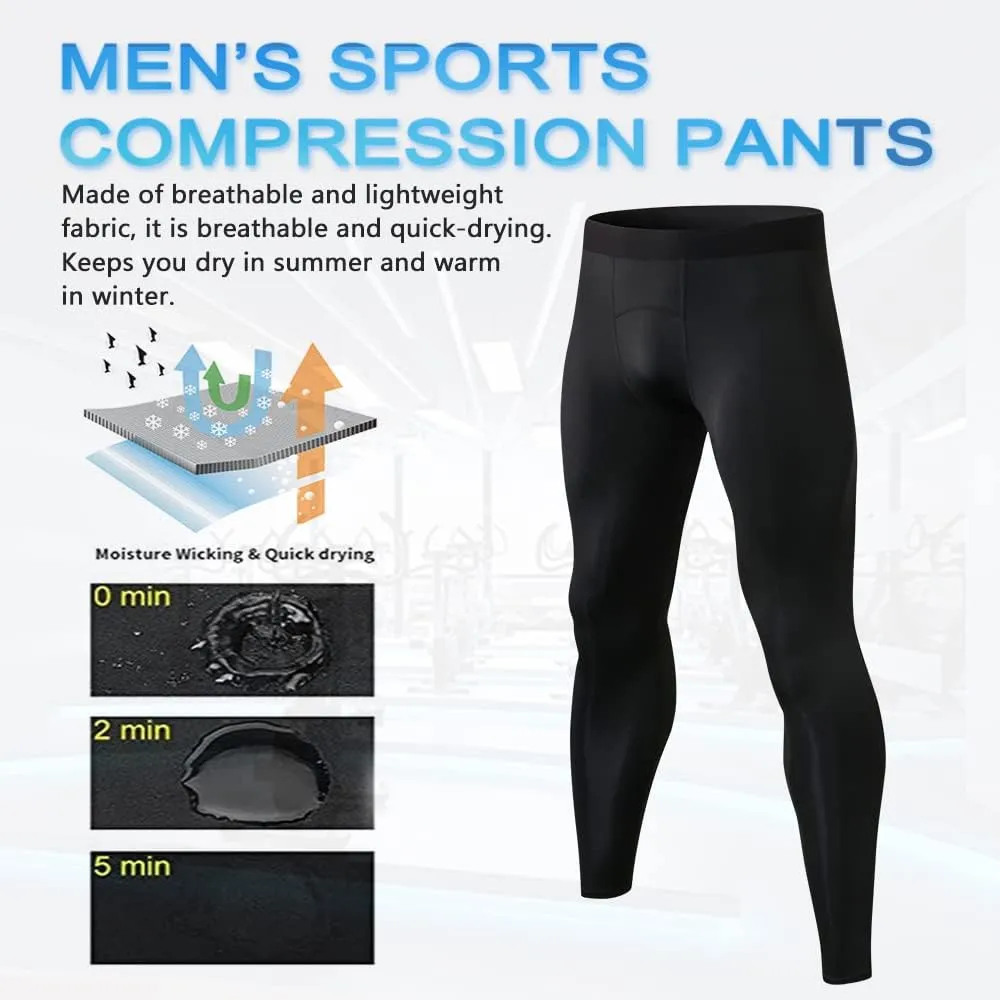 Men's Compression Pants Athletic Leggings Active Running Tights Cycling Workout Base Layer Pants